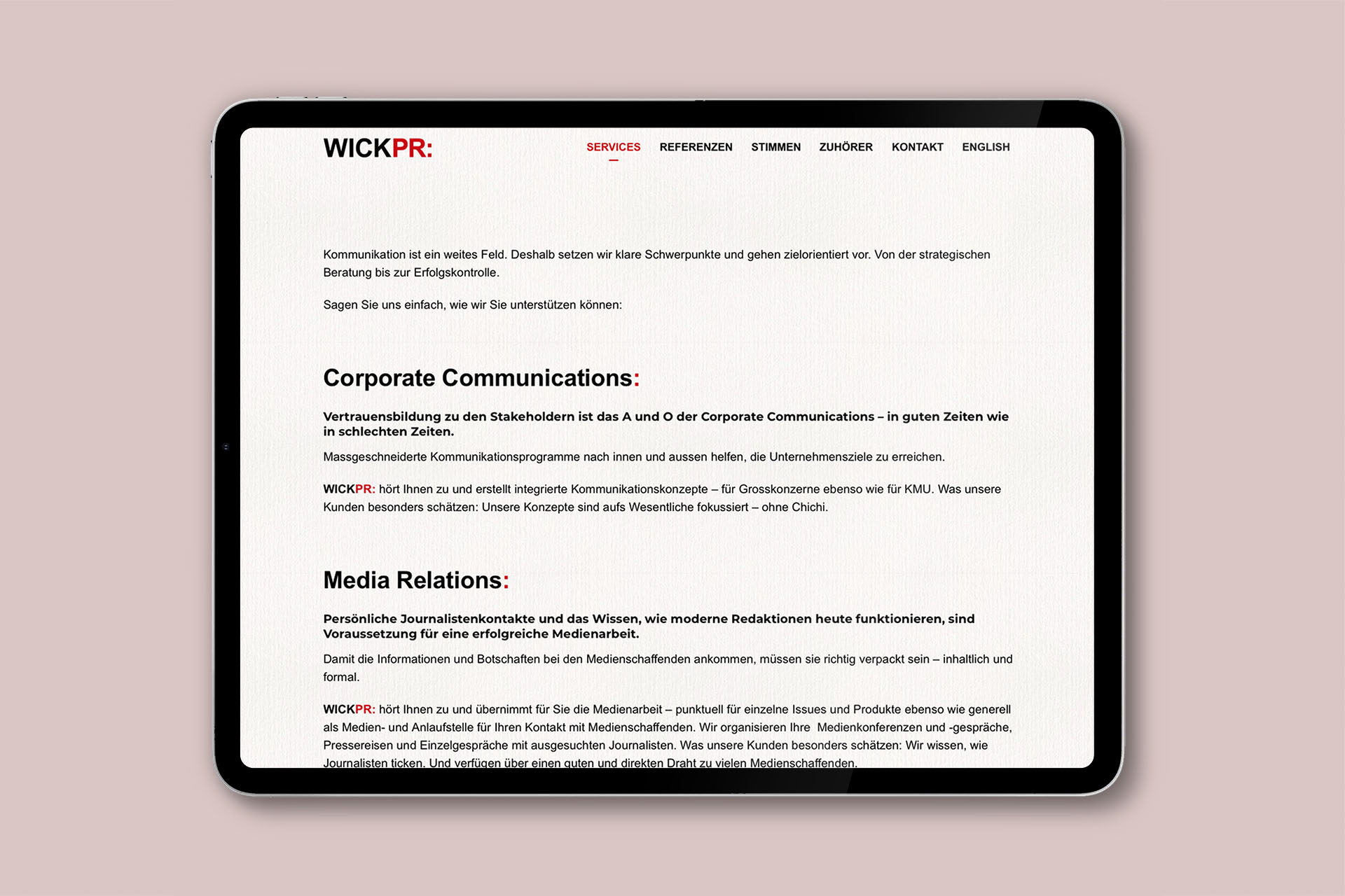 WickPR – Website
